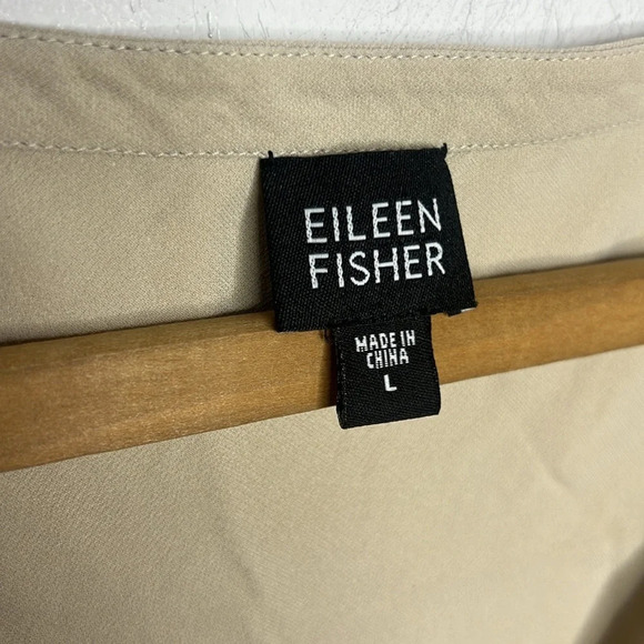 EILEEN FISHER Silk Blend Cream Tan Sleeveless Blouse - Picture 8 of 9